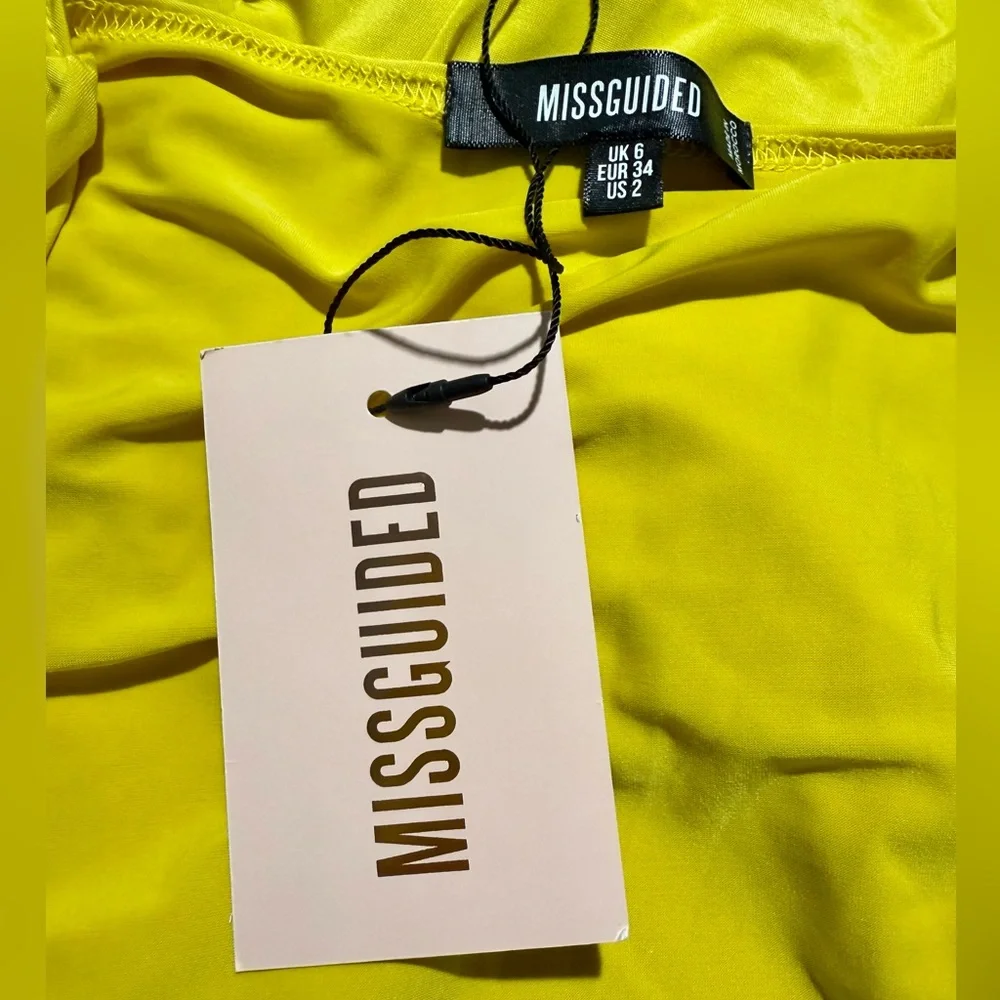 NWT Missguided Lime Slinky Drape Front Mini Dress Sz US/2 Sexy Cocktail Party - Picture 10 of 12